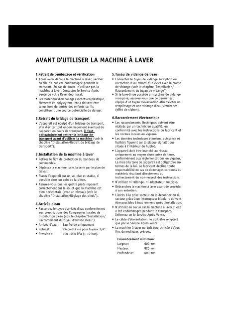 KitchenAid SILVER 2001 - Washing machine - SILVER 2001 - Washing machine FR (857081012100) Installazione