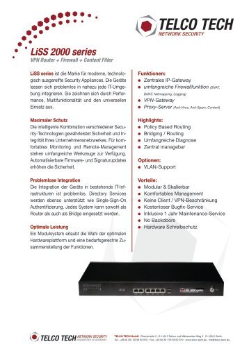 TelcoTech LiSS 2000 UTM 19" (Unified Threat Management Appliance)