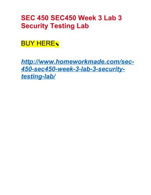 SEC 450 SEC450 Week 3 Lab 3 Security Testing Lab 