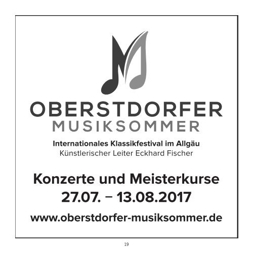 Oberallgäuer Meisterkonzerte Programm 2017