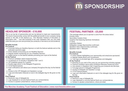 The Marches Festival of Education 2017 Sponsorship Package (003)