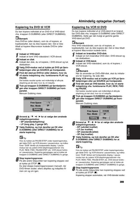 Philips Lecteur/enregistreur DVD/Magn&eacute;toscope - Mode d&rsquo;emploi - DAN