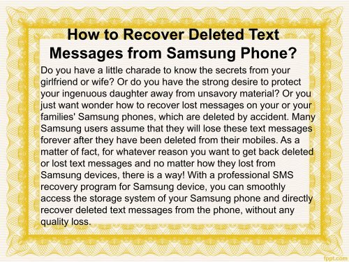 How to Recover Deleted Text Messages from Samsung Cell Phone