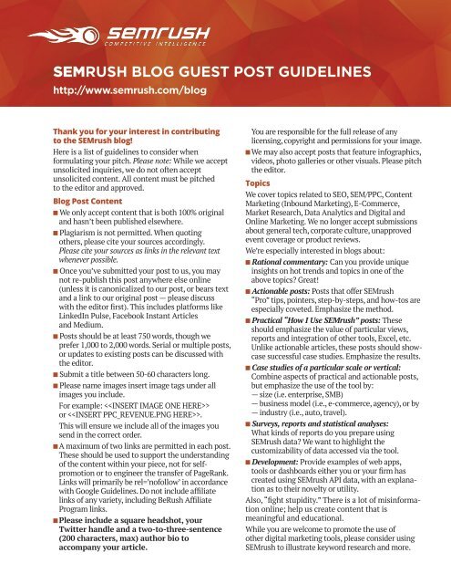 Semrush blog guest post guidelines