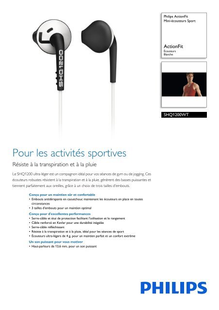 Philips ActionFit Mini-&eacute;couteurs Sport - Fiche Produit - FRA