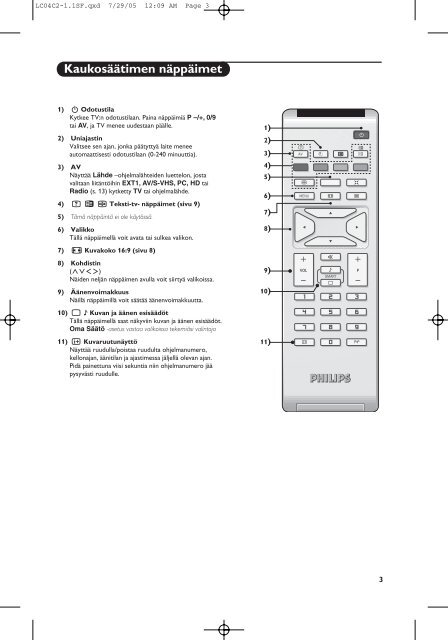 Philips T&eacute;l&eacute;viseur - Mode d&rsquo;emploi - FIN