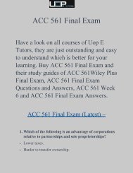 ACC 561 Final Exam | ACC 561 Final Exam Questions and Answers | UOP E Tutors.com