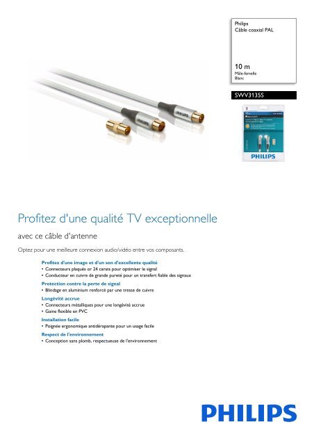 Philips C&acirc;ble coaxial PAL - Fiche Produit - FRA