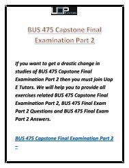 BUS 475 Capstone Final Examination Part 2