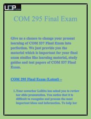 UOP E Tutors: COM 295 Final Exam | COM 295 Final Exam Answers
