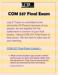 COM 537 Final Exam @ UOP E Tutors