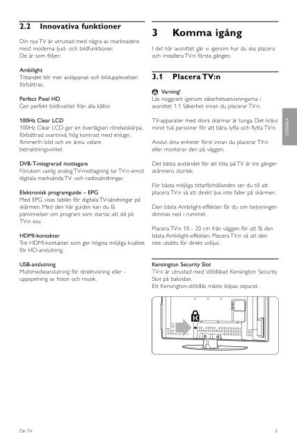 Philips Cineos T&eacute;l&eacute;viseur LCD professionnel - Mode d&rsquo;emploi - SWE