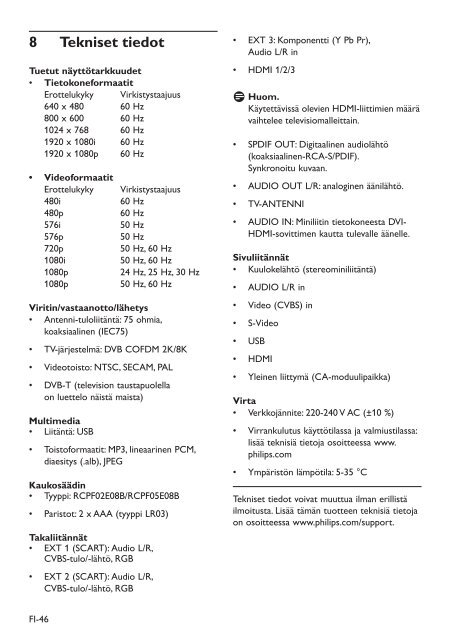 Philips TV LCD - Mode d&rsquo;emploi - FIN