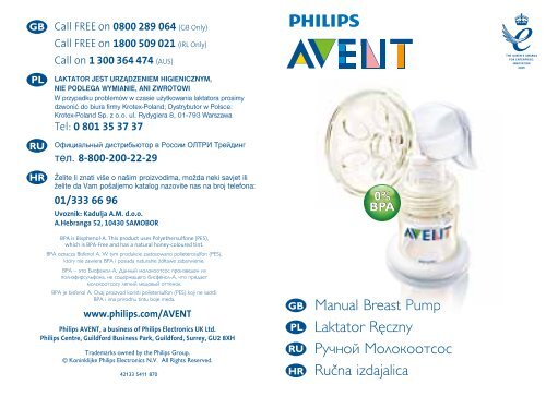 Philips Avent Tire-lait manuel - Mode d&rsquo;emploi - POL