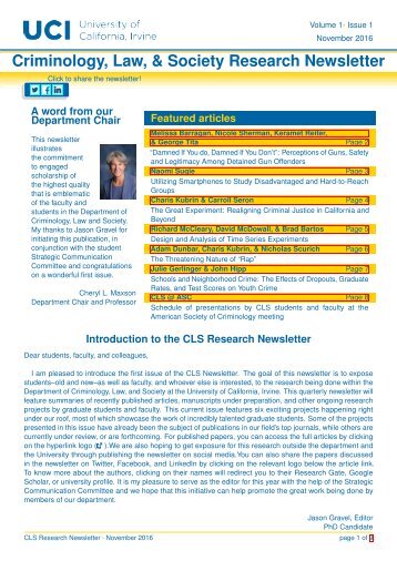 Criminology Law & Society Research Newsletter