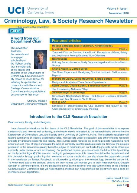 Criminology Law & Society Research Newsletter