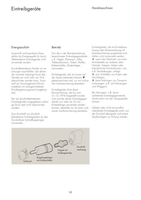 Handmaschinen Handhabung und sicheres Arbeiten