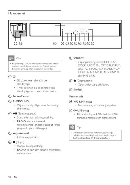 Philips Home Cin&eacute;ma - Mode d&rsquo;emploi - SWE