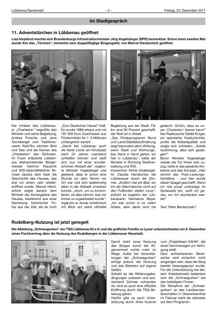 Lübbenauer Stadtnachrichten Lübbenauer Stadtnachrichten