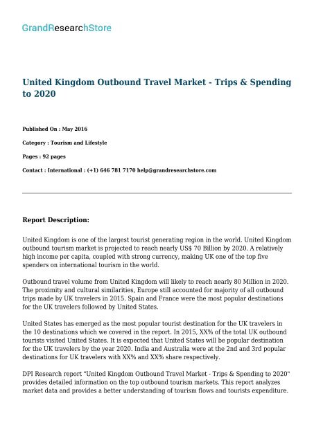 United Kingdom Outbound Travel Market - Trips & Spending to 2020