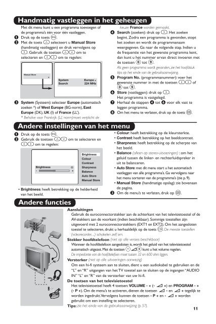 Philips t&eacute;l&eacute;viseur st&eacute;r&eacute;o - Mode d&rsquo;emploi - NLD