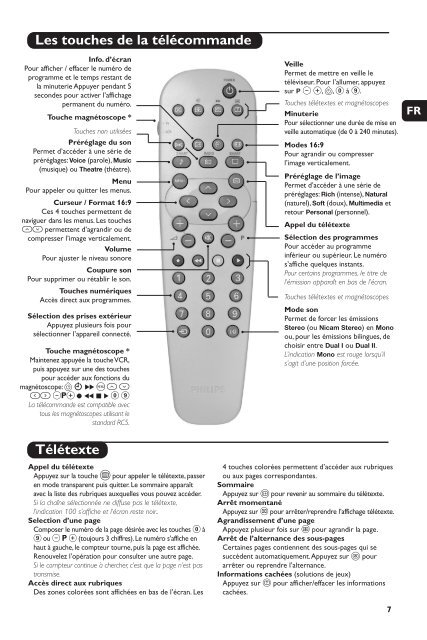 Philips t&eacute;l&eacute;viseur st&eacute;r&eacute;o - Mode d&rsquo;emploi - POR