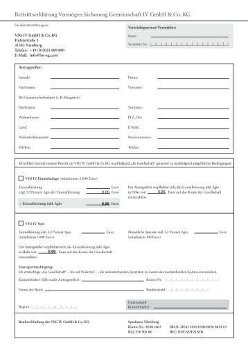 Beitrittserklärung Vermögen Sicherung Gemeinschaft IV GmbH ... - L'or