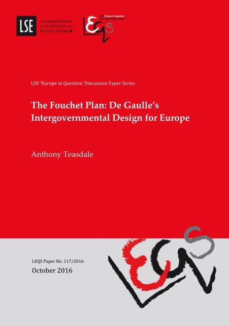 The Fouchet Plan De Gaulle's Intergovernmental Design for Europe