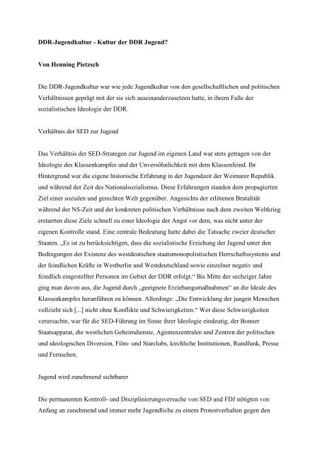 Dr. Henning Pietzsch: DDR-Jugendkultur - Geschichtswerkstatt Jena ...