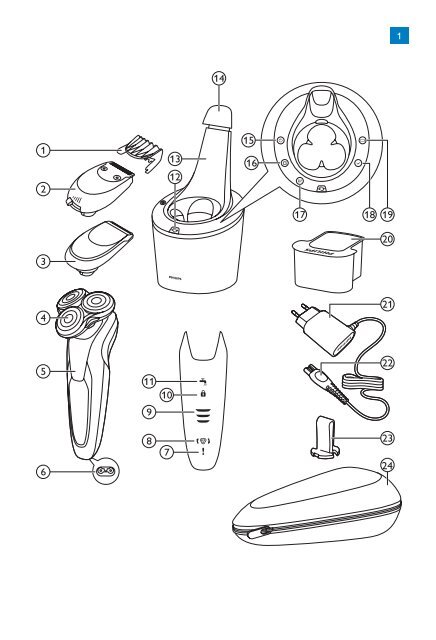 Philips Shaver series 9000 Rasoir &eacute;lectrique rasage &agrave; sec ou sous l'eau - Mode d&rsquo;emploi - SRP