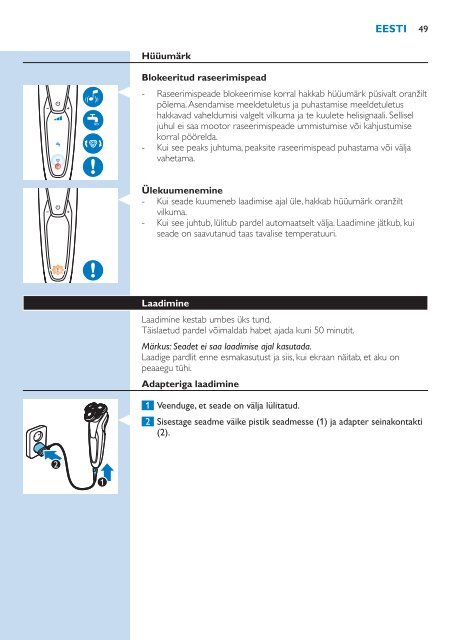 Philips Shaver series 9000 Rasoir &eacute;lectrique rasage &agrave; sec ou sous l'eau - Mode d&rsquo;emploi - SRP