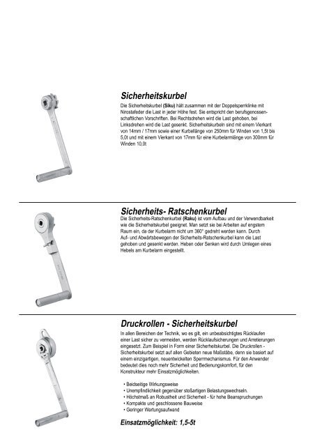 Sicherheitskurbel - Lange Hebetechnik