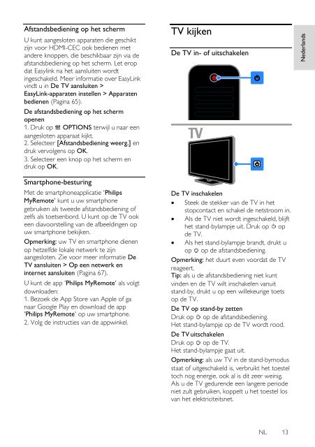 Philips 5000 series T&eacute;l&eacute;viseur Edge LED Smart TV 3D - Mode d&rsquo;emploi - NLD