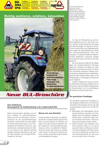 Neue BUL-Broschüre - Schweizerischer Verband für Landtechnik