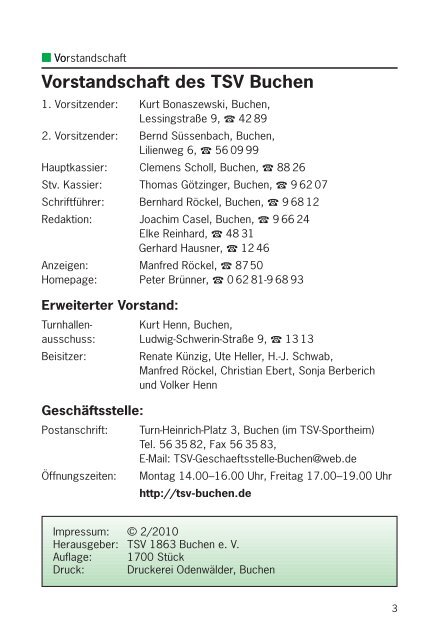 Sportfreund 2/2010 - TSV 1863 Buchen e.V.