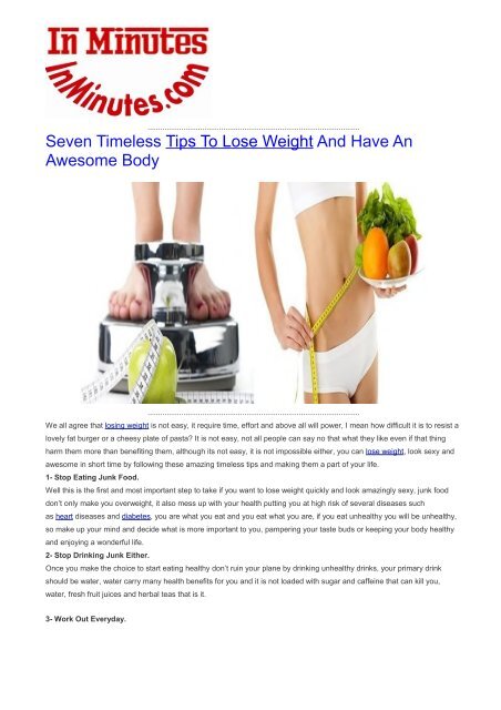 Seven Timeless Tips To Lose Weight And Have An Awesome Body