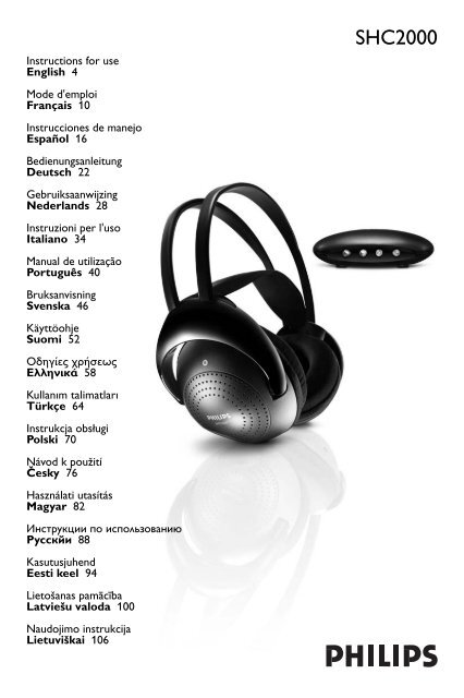 Philips Casque sans fil - Mode d&rsquo;emploi - TUR