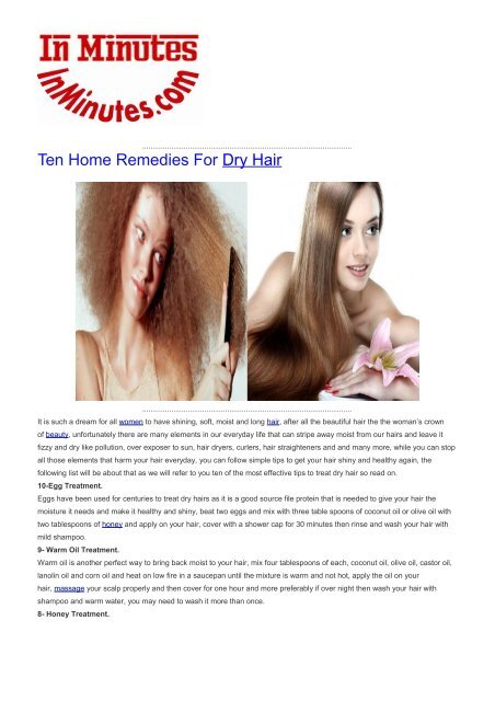 Ten Home Remedies For Dry Hair