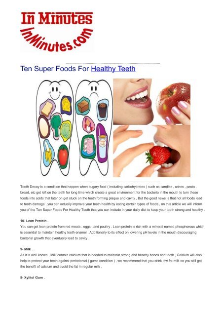 Ten Super Foods For Healthy Teeth