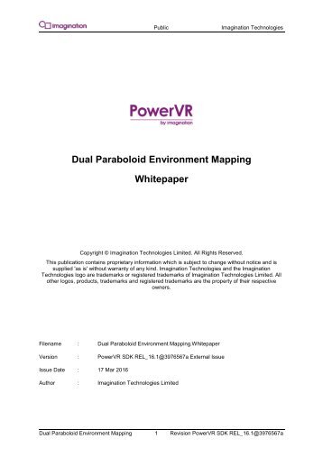 Dual Paraboloid Environment Mapping Whitepaper