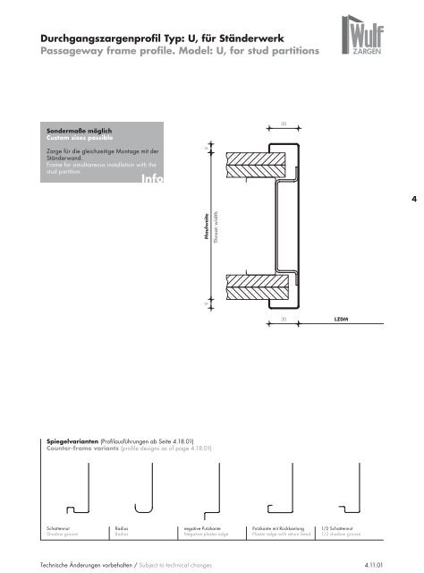 Wulf Zargen Prokuktkatalog Stahlzargen