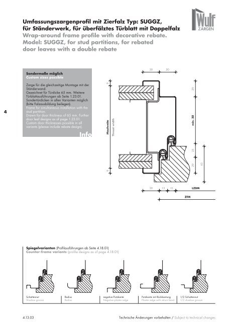 Wulf Zargen Prokuktkatalog Stahlzargen