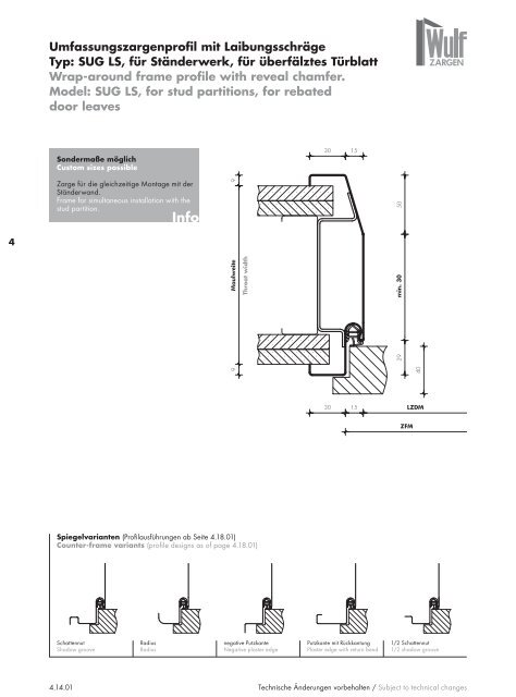 Wulf Zargen Prokuktkatalog Stahlzargen