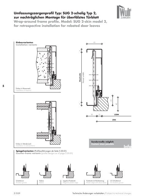 Wulf Zargen Prokuktkatalog Stahlzargen