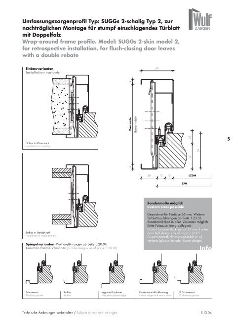 Wulf Zargen Prokuktkatalog Stahlzargen