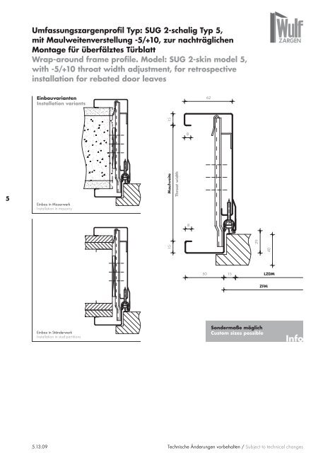 Wulf Zargen Prokuktkatalog Stahlzargen