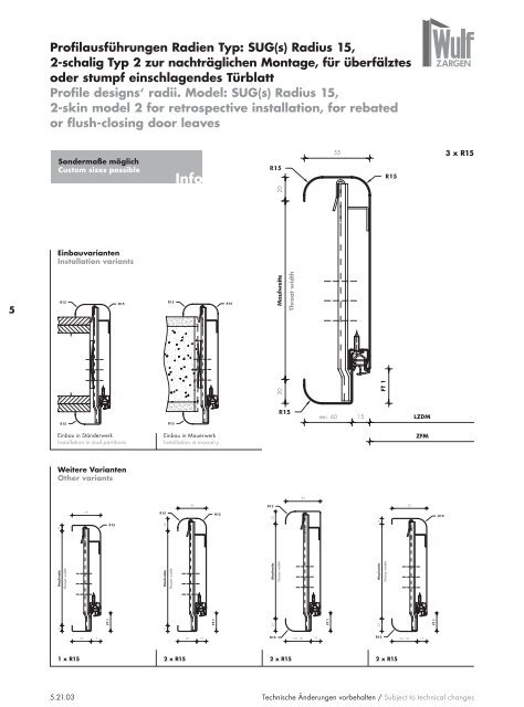 Wulf Zargen Prokuktkatalog Stahlzargen