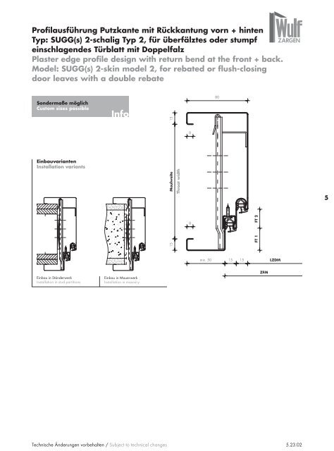 Wulf Zargen Prokuktkatalog Stahlzargen