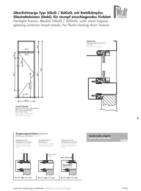 Wulf Zargen Prokuktkatalog Stahlzargen