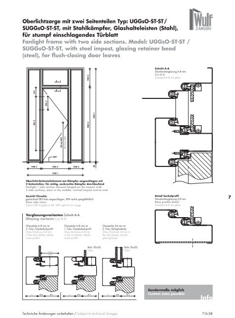 Wulf Zargen Prokuktkatalog Stahlzargen